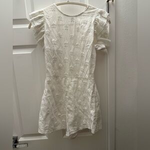 White Lace Ruffle Sleeve Romper